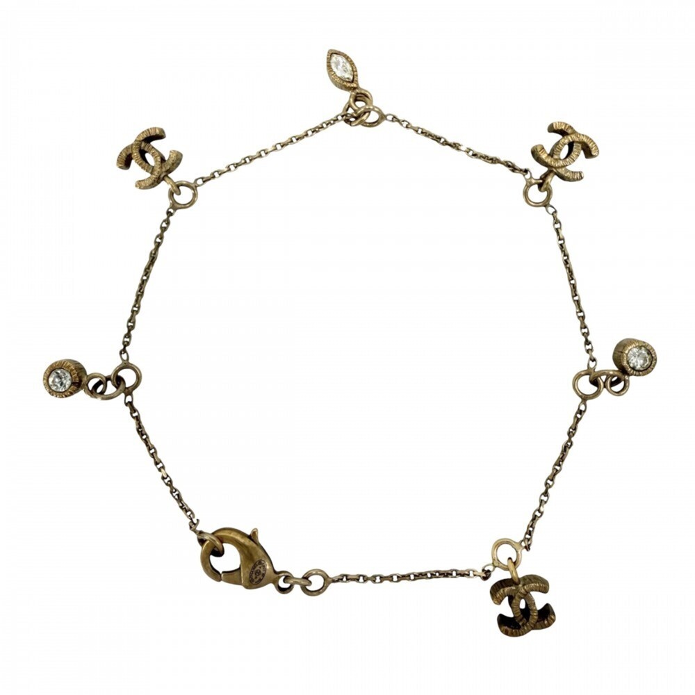 CHANEL Gold Logo Charm Bracelet